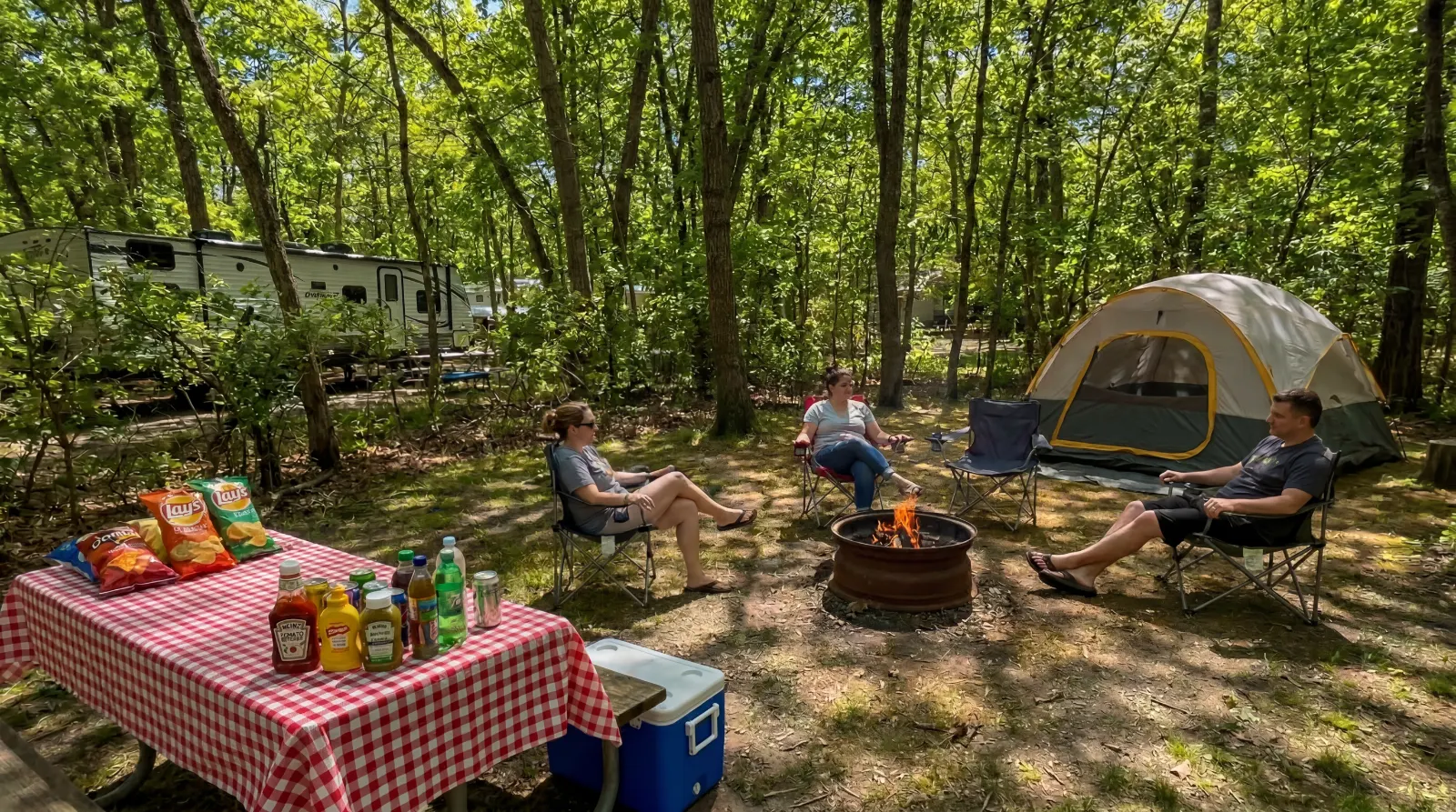 Tent site under pines